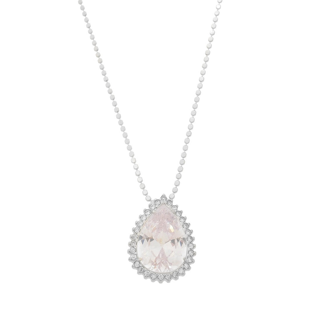 Colar Maria Fernanda Gota Zircônia Cristal Folheado em Ródio Branco