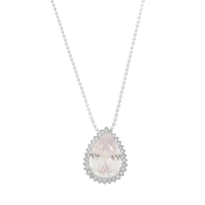 Colar Maria Fernanda Gota Zircônia Cristal Folheado em Ródio Branco