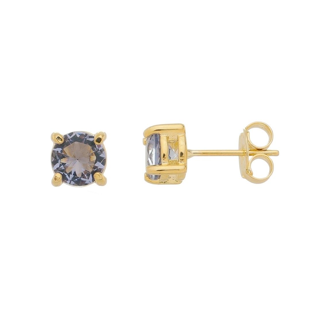 Brinco Ponto de Luz Annie P Zircônia Tanzanita Folheado a Ouro 18k