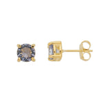Brinco Ponto de Luz Annie P Zircônia Tanzanita Folheado a Ouro 18k