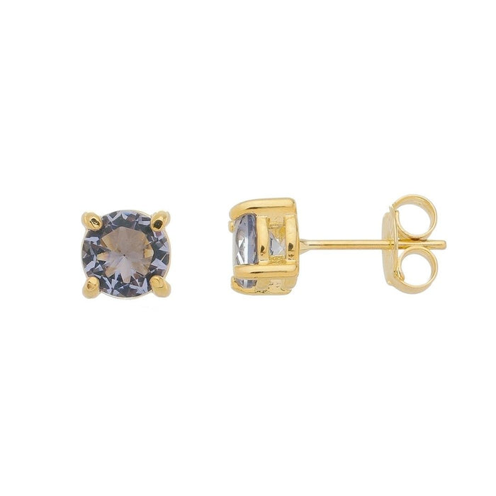 Brinco Ponto de Luz Annie P Zircônia Tanzanita Folheado a Ouro 18k