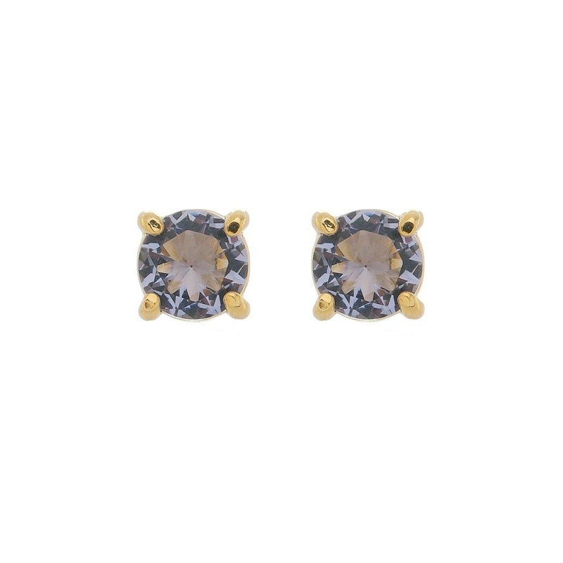 Brinco Ponto de Luz Annie M Zircônia Tanzanita Folheado a Ouro 18k