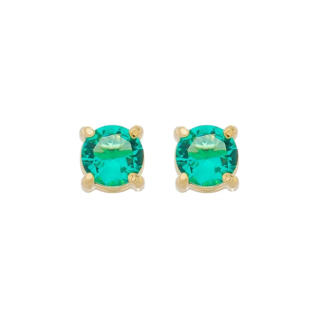 Brinco Ponto de Luz Annie M Zircônia Turmalina Folheado a Ouro 18k
