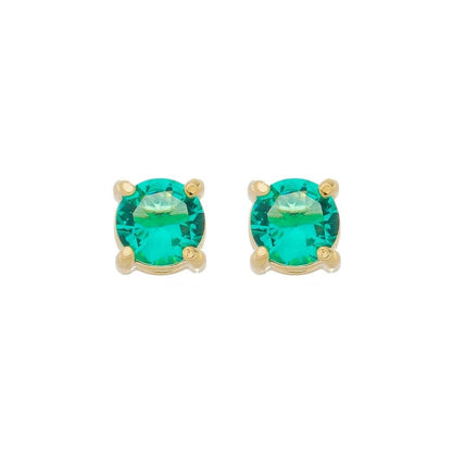 Brinco Ponto de Luz Annie M Zircônia Turmalina Folheado a Ouro 18k