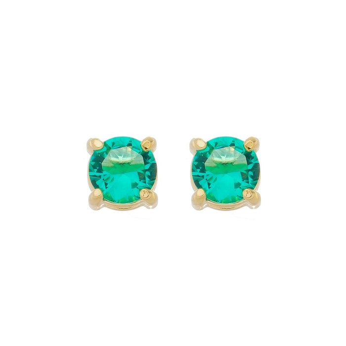 Brinco Ponto de Luz Annie M Zircônia Turmalina Folheado a Ouro 18k