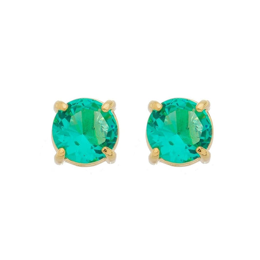 Brinco Ponto de Luz Annie G Zircônia Turmalina Folheado a Ouro 18k