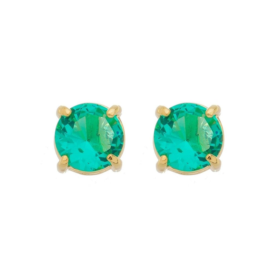 Brinco Ponto de Luz Annie G Zircônia Turmalina Folheado a Ouro 18k