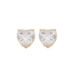 Brinco de Coração Maria Antônia Zircônia Cristal Folheado a Ouro 18k