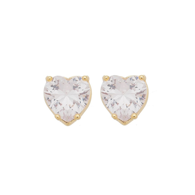 Brinco de Coração Maria Antônia Zircônia Cristal Folheado a Ouro 18k