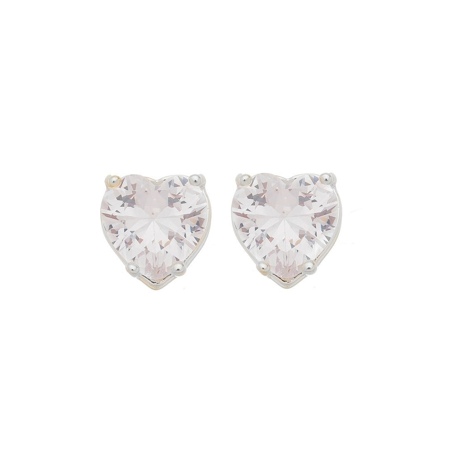 Brinco de Coração Maria Antônia Zircônia Cristal Folheado em Ródio Branco