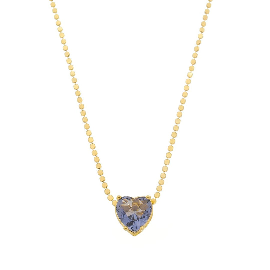 Colar de Coração Maria Antônia Zircônia Tanzanita Folheado a Ouro 18k