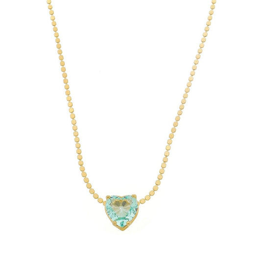 Colar de Coração Maria Antônia Zircônia Acqua Folheado a Ouro 18k