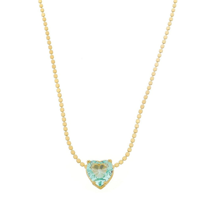 Colar de Coração Maria Antônia Zircônia Acqua Folheado a Ouro 18k