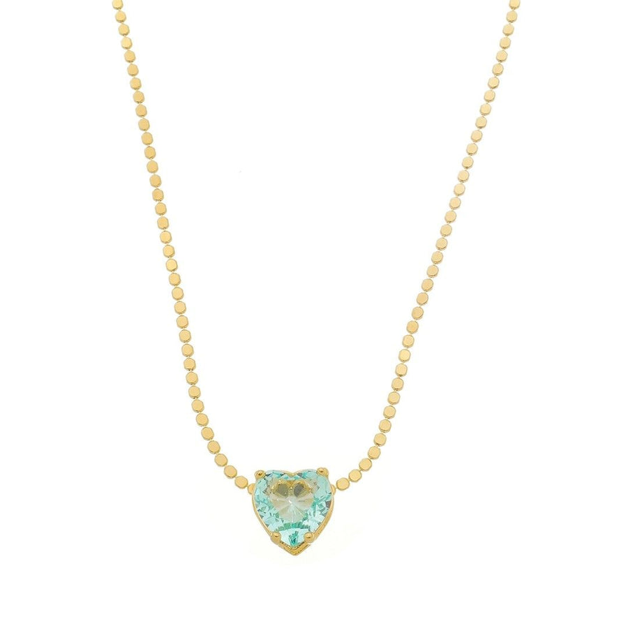 Colar de Coração Maria Antônia Zircônia Acqua Folheado a Ouro 18k