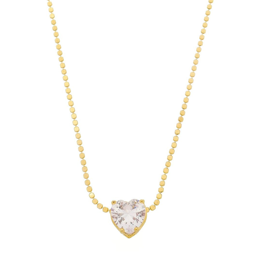 Colar de Coração Maria Antônia Zircônia Cristal Folheado a Ouro 18k