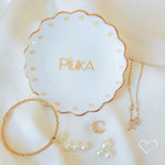 Pratinho Porta Joia do Dia Piuka Porcelana com Filete de Ouro