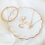 Pratinho Porta Joia do Dia Piuka Porcelana com Filete de Ouro