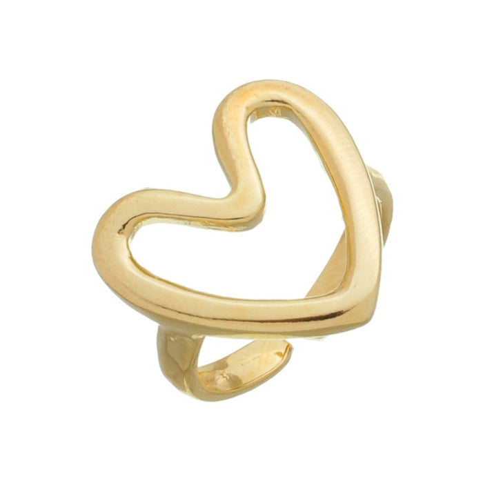 Anel Ajustável Coração Lili Folheado a Ouro 18k