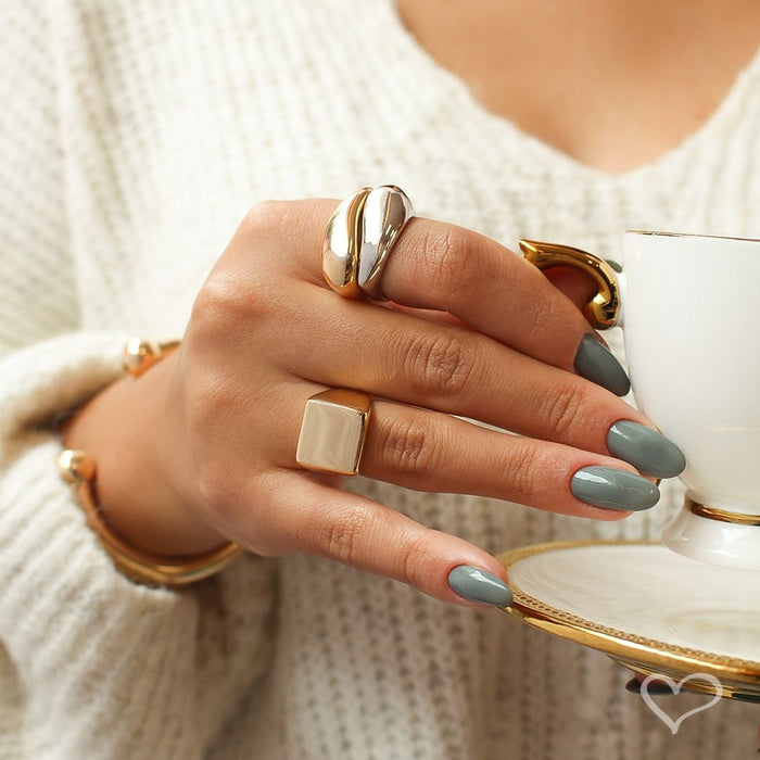 Anel Alana Folheado a Ouro 18k e Folheado em Ródio Branco