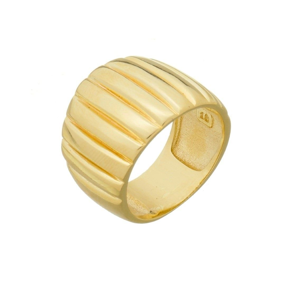 Anel Largo Barbara Filetado Folheado a Ouro 18k