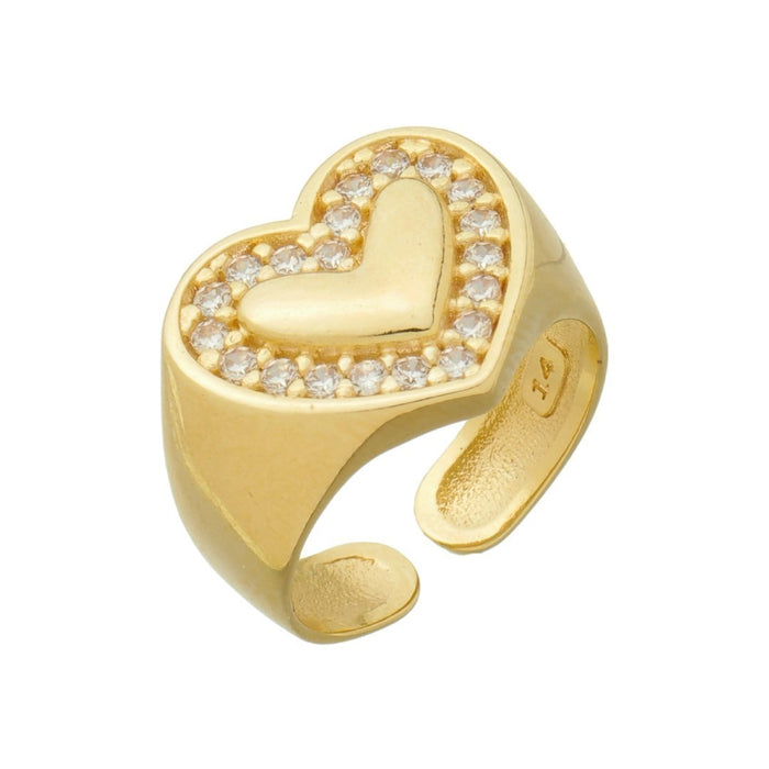 Anel de Dedinho Lara Coração Zircônias Folheado a Ouro 18k