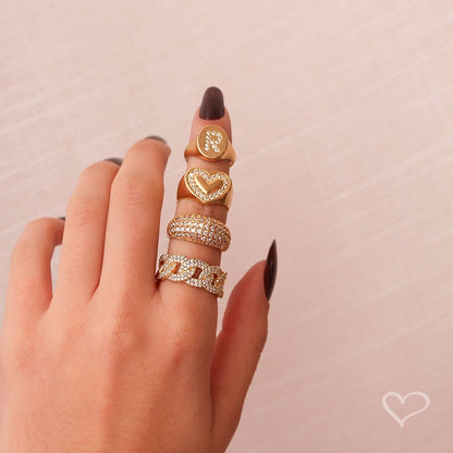 Anel de Dedinho Lara Coração Zircônias Folheado a Ouro 18k