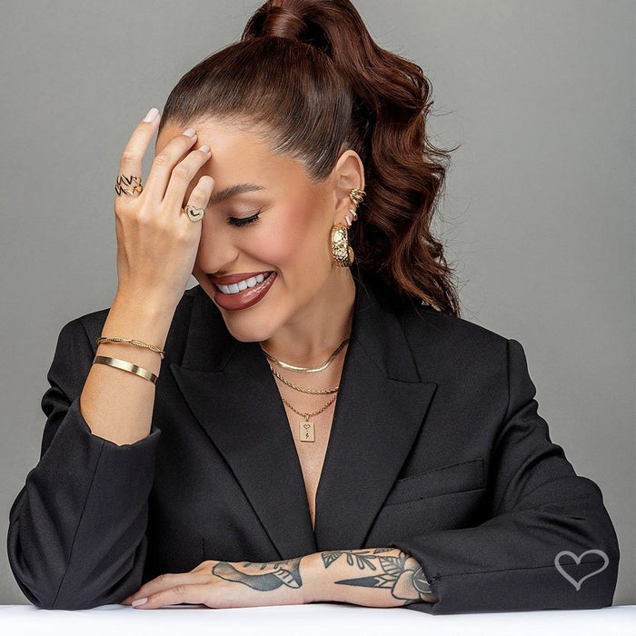 Anel de Dedinho Lara Coração Zircônias Folheado a Ouro 18k