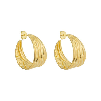 Brinco de Argola Texturizada Michelle Folheado a Ouro 18k