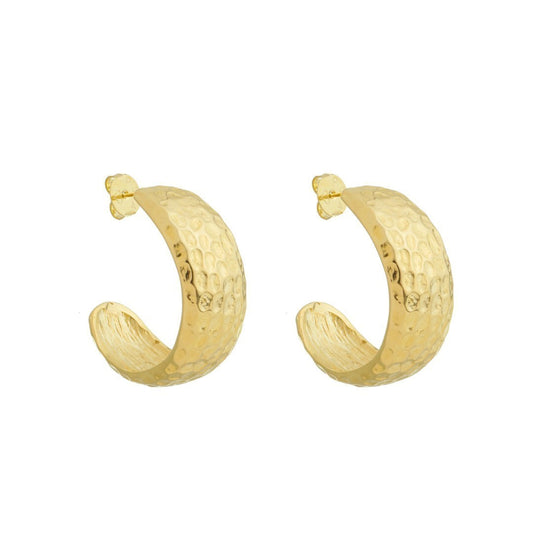 Brinco de Arogla Texturizada Frida Folheado a Ouro 18k