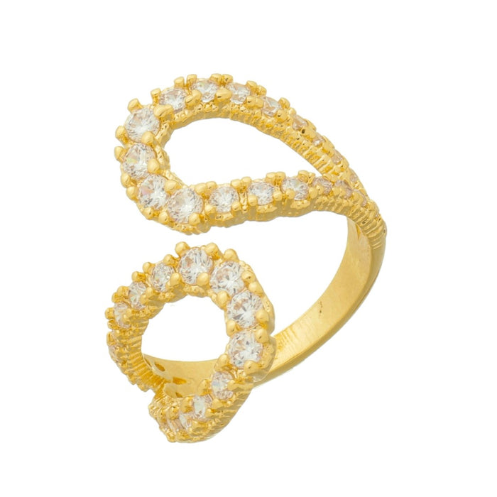 Anel Aimee Duas Gotas Zircônias Folheado a Ouro 18k