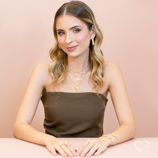 Anel Aimee Duas Gotas Zircônias Folheado a Ouro 18k