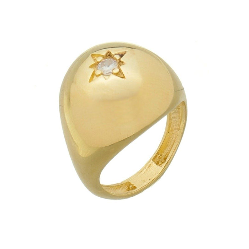 Anel Redondo Carole Zircônia Folheado a Ouro 18k