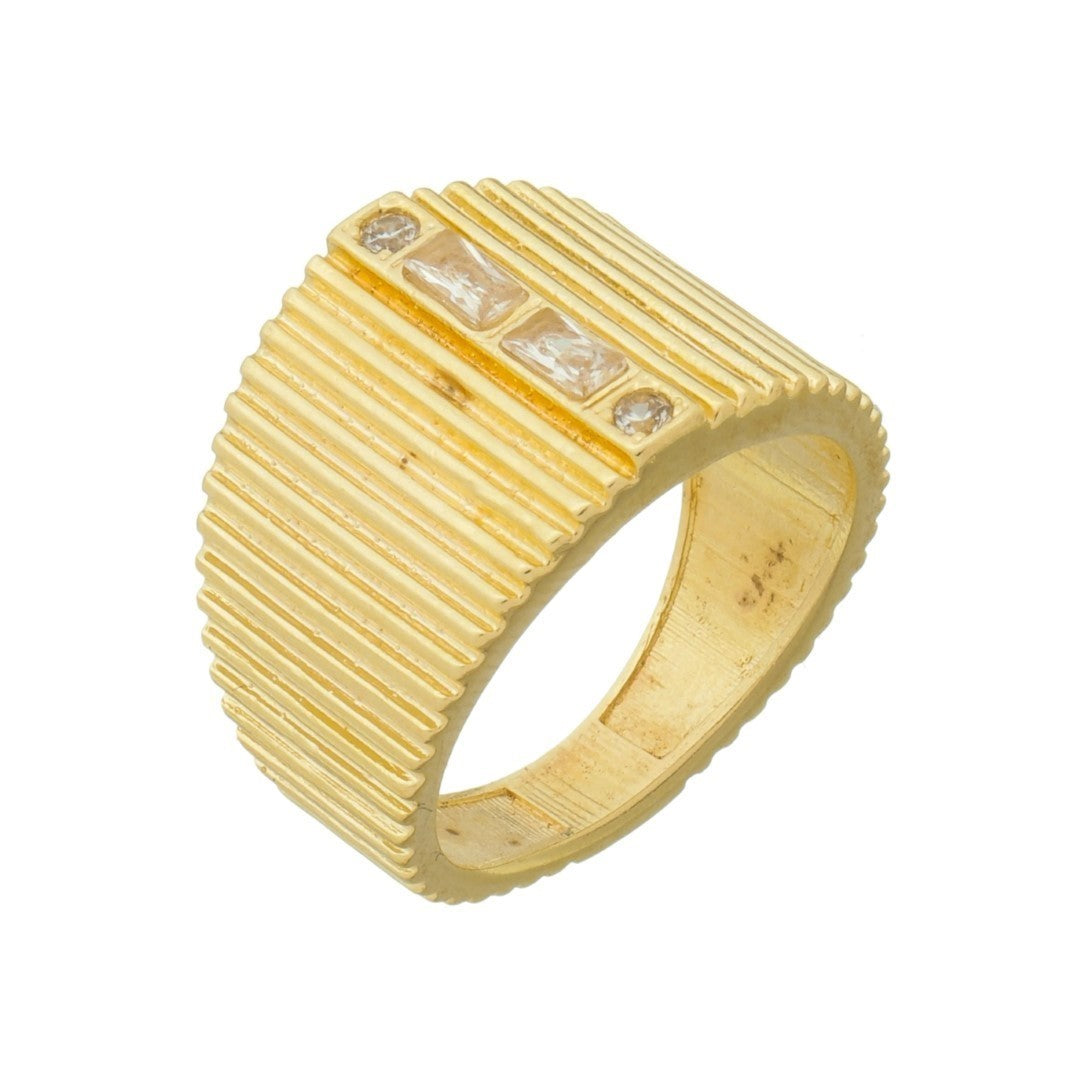 Anel Juddy Filetado Zircônias Folheado a Ouro 18k