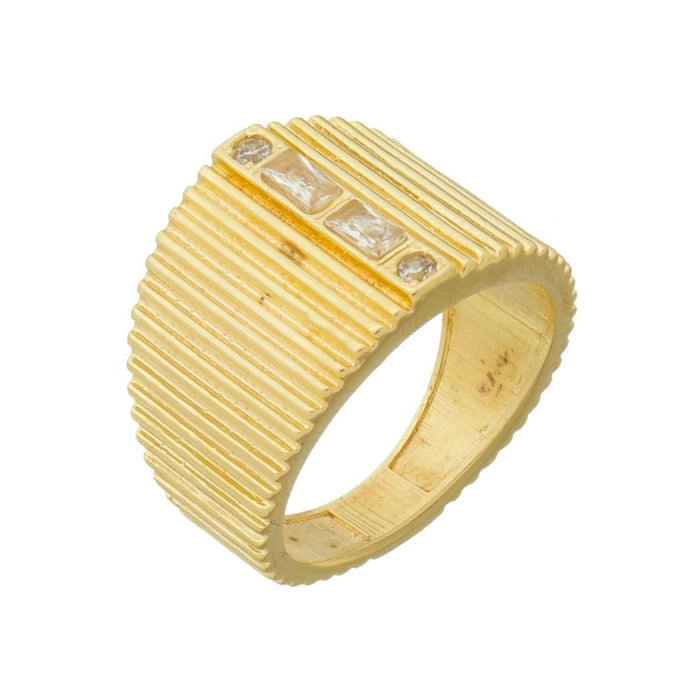 Anel Juddy Filetado Zircônias Folheado a Ouro 18k