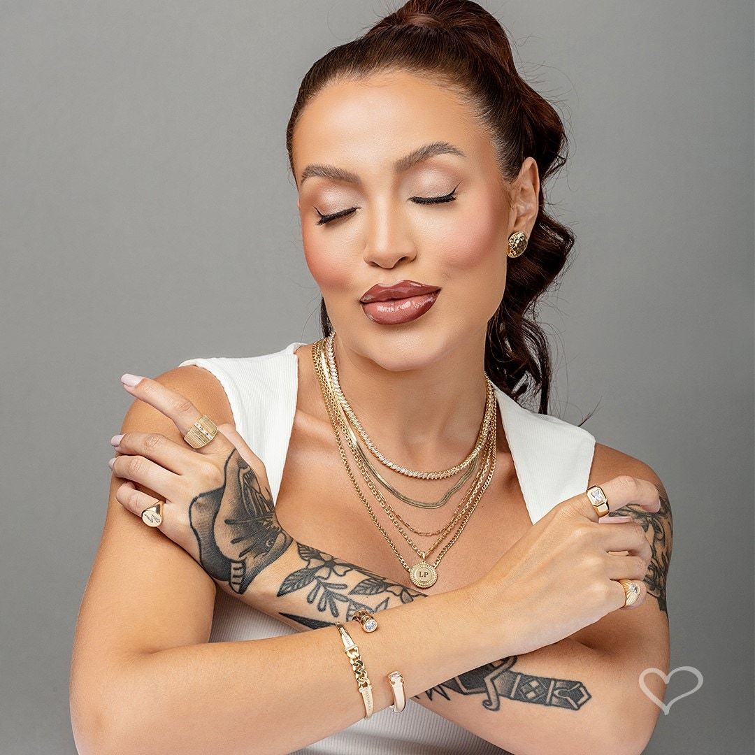 Anel Juddy Filetado Zircônias Folheado a Ouro 18k