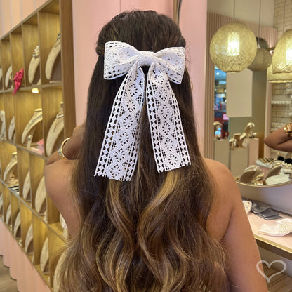 Laço de Cabelo Lia Guipir Branco