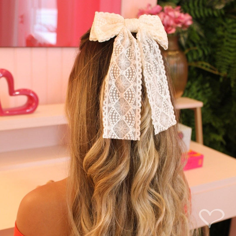 Laço de Cabelo Bia Renda Nude