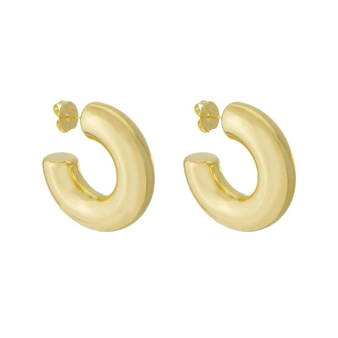 Brinco de Argola Tubo M Ariel Folheado a Ouro 18k