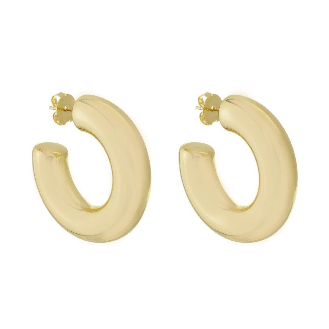 Brinco de Argola Tubo G Ariel Folheado a Ouro 18k