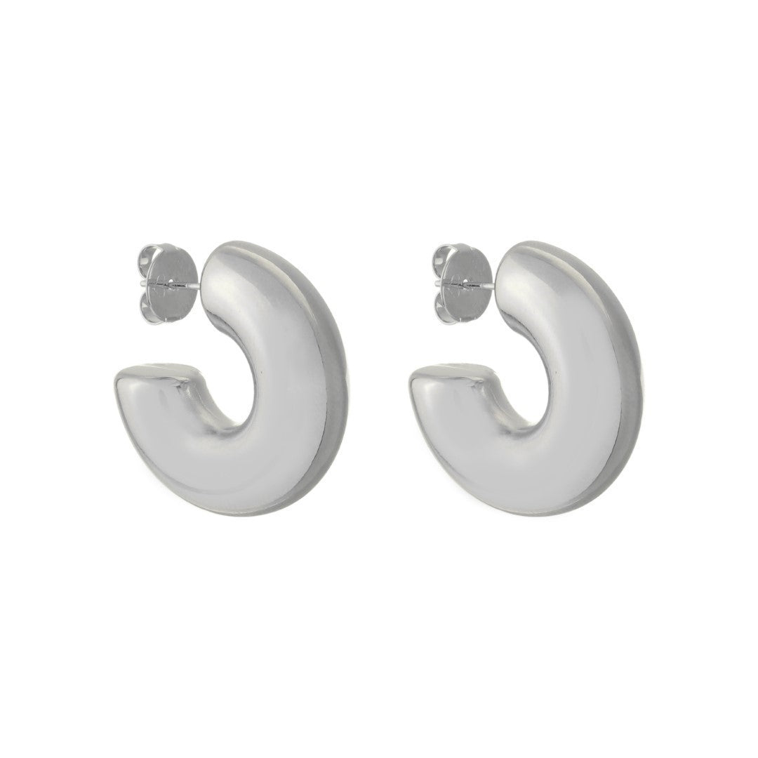 Brinco de Argola Tubo P Ariel Folheado em Ródio Branco