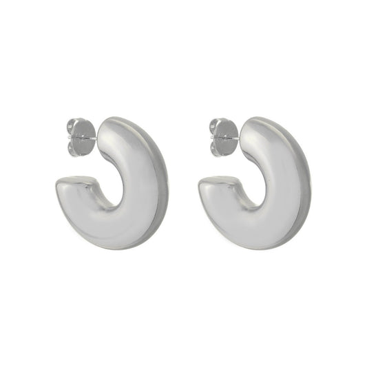 Brinco de Argola Tubo P Ariel Folheado em Ródio Branco