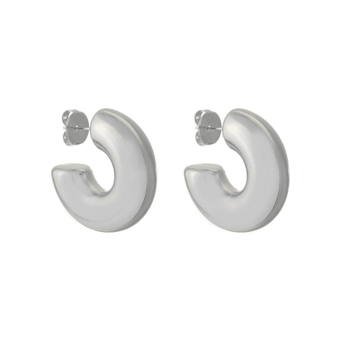 Brinco de Argola Tubo P Ariel Folheado em Ródio Branco