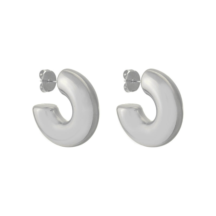 Brinco de Argola Tubo P Ariel Folheado em Ródio Branco