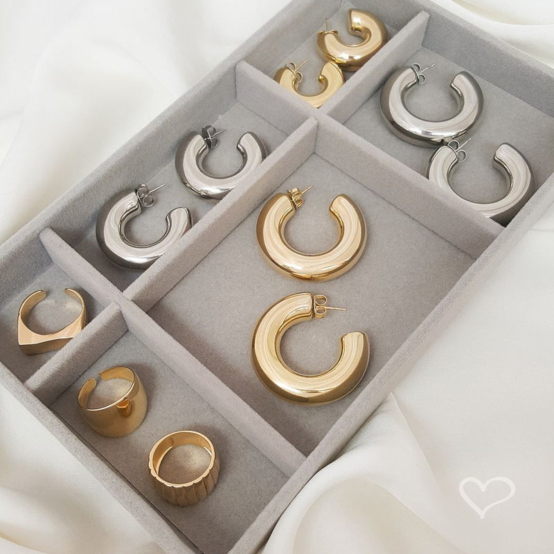 Brinco de Argola Tubo M Ariel Folheado em Ródio Branco