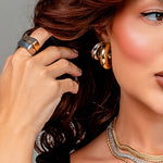 Brinco de Argola Tubo M Ariel Folheado em Ródio Branco