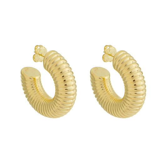 Brinco de Argola Tubo Espiral M Lila Folheado a Ouro 18k