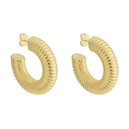 Brinco de Argola Tubo Espiral G Lila Folheado a Ouro 18k