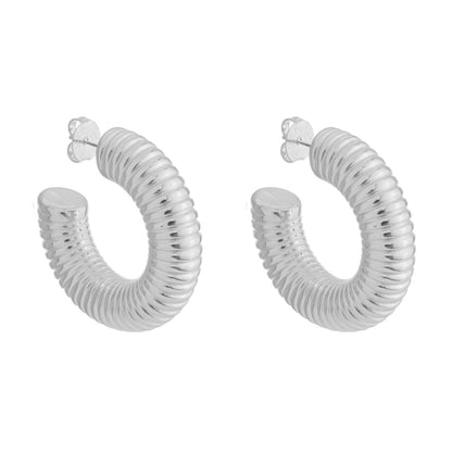 Brinco de Argola Tubo Espiral G Lila Folheado em Ródio Branco