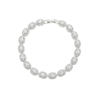 Pulseira Riviera Anne Oval Zircônias Folheada em Ródio Branco