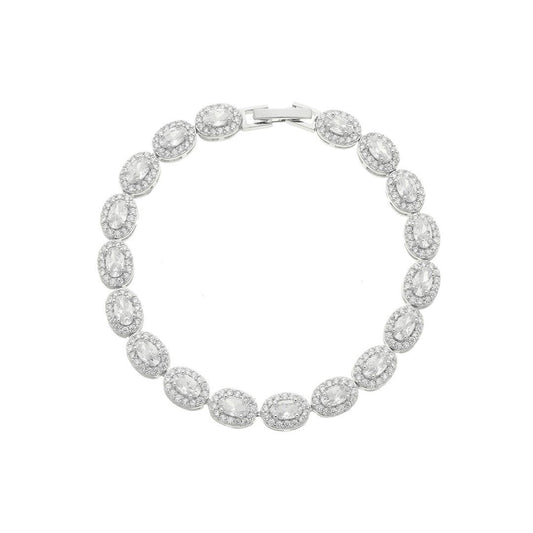 Pulseira Riviera Anne Oval Zircônias Folheada em Ródio Branco